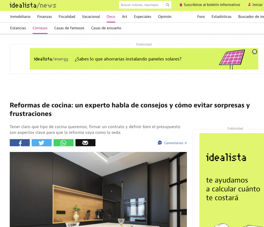 Artículo Reformas de cocina en Idealista News